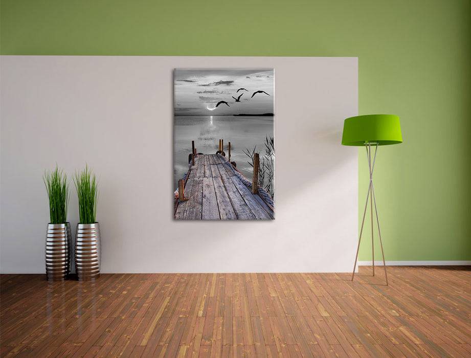 Pixxprint schöner Steg mit Vögeln, Leinwandbild Wochenangebot