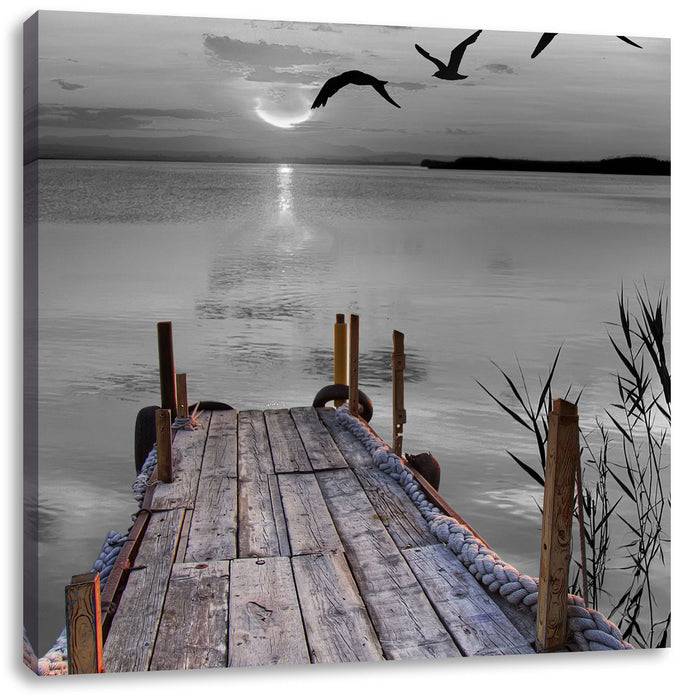 Pixxprint schöner Steg mit Vögeln, Leinwandbild Wochenangebot