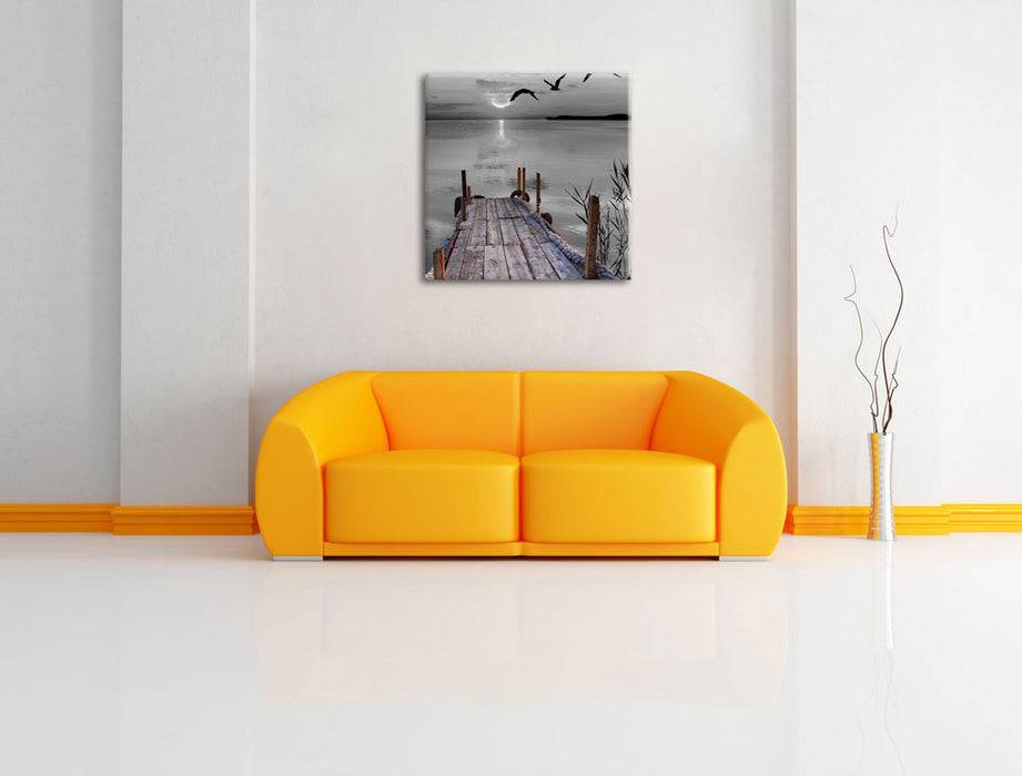 Pixxprint schöner Steg mit Vögeln, Leinwandbild Wochenangebot