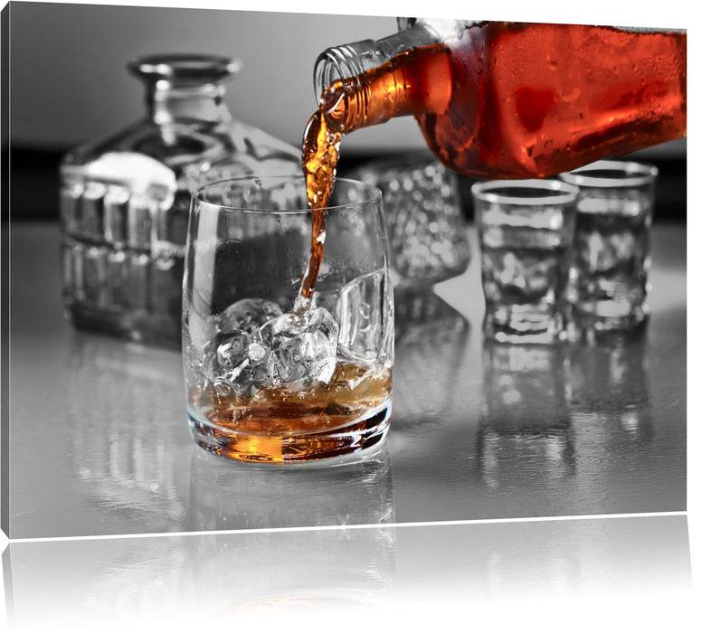 Pixxprint Whiskey im Glas, Leinwandbild Begrenzte Freigabe