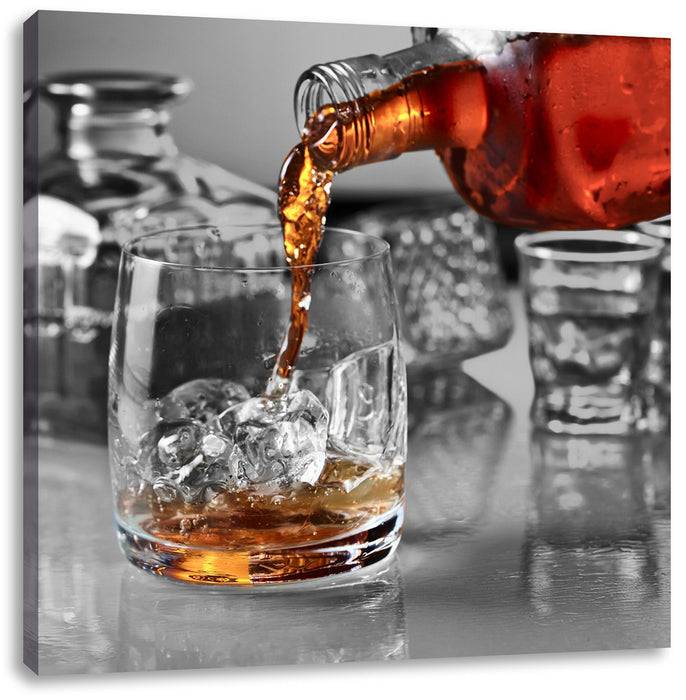 Pixxprint Whiskey im Glas, Leinwandbild Begrenzte Freigabe