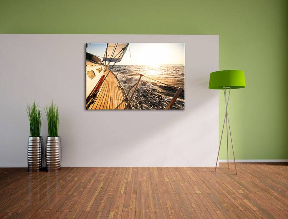 Pixxprint Segelboot im Meer, Leinwandbild Neueste Stile