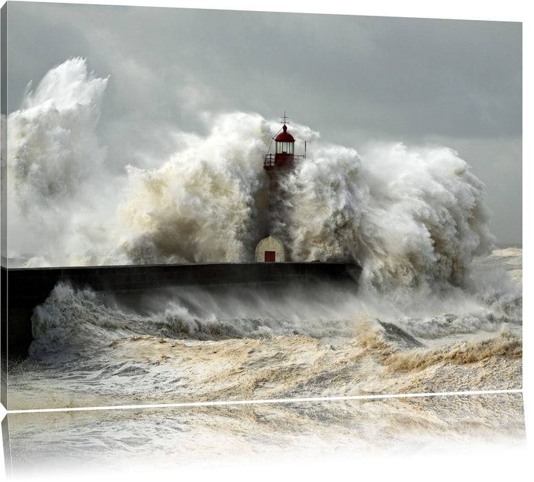 Pixxprint Leuchtturm im Sturm, Leinwandbild Letzte 2 Tage