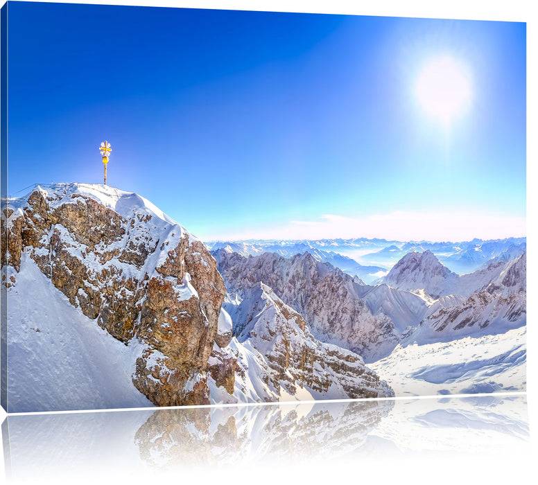Pixxprint Zugspitze im Sonnenlicht, Leinwandbild