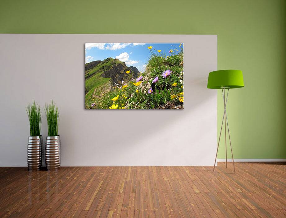 Pixxprint Blumenwiese im Frühling, Leinwandbild Vierteljährliche Förderung