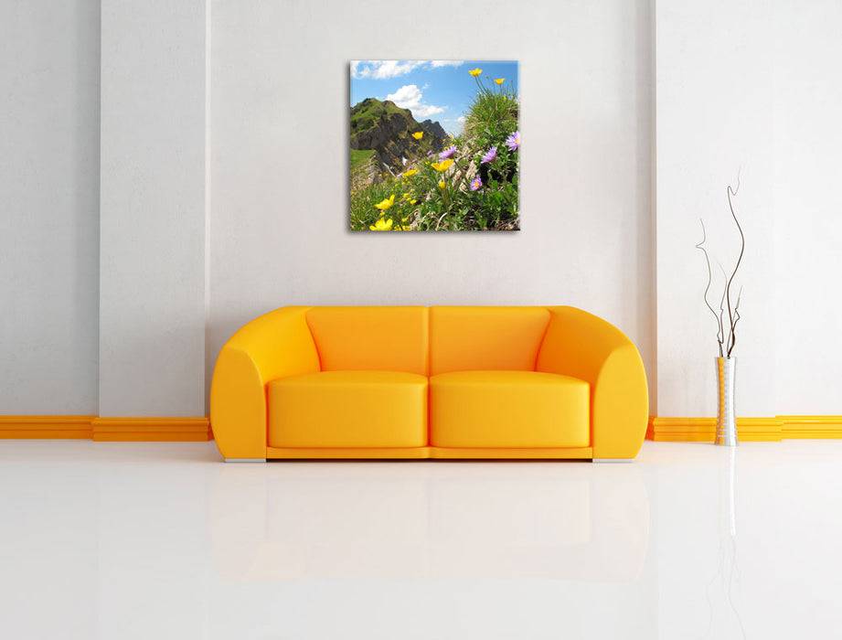 Pixxprint Blumenwiese im Frühling, Leinwandbild Vierteljährliche Förderung