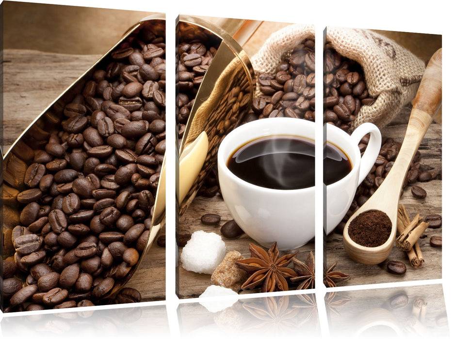 Pixxprint Edler Kaffee und Kaffeebohnen, Leinwandbild Nur noch ein Tag übrig