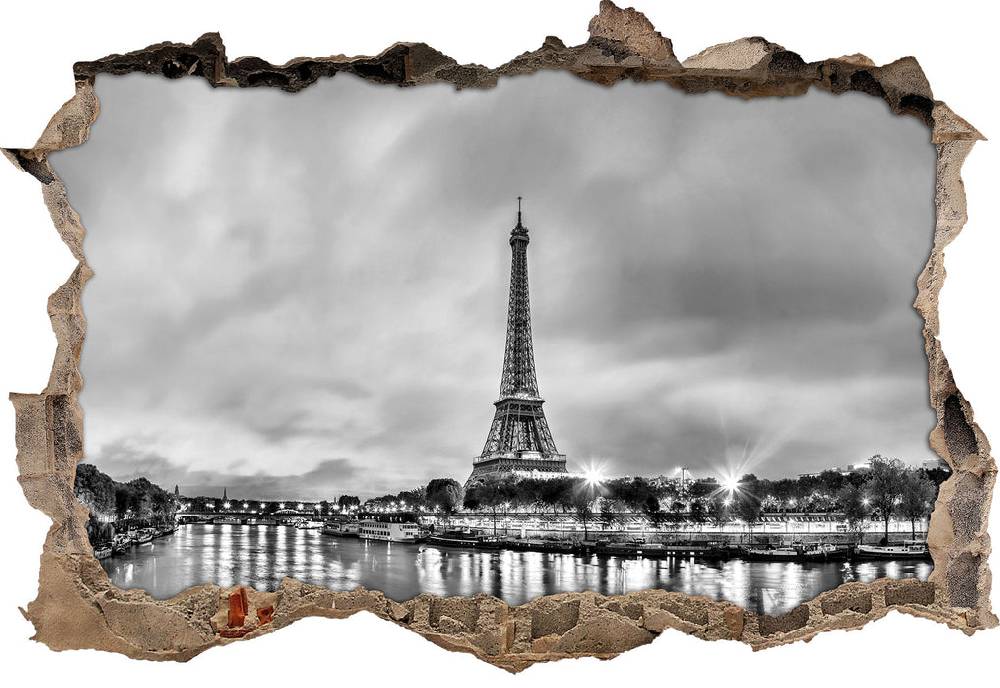 Pixxprint Eifelturm Paris bei Nacht B&W, 3D Wandtattoo Black Friday Preise
