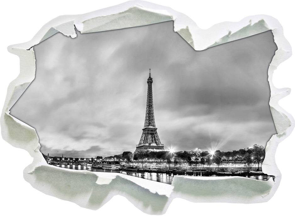 Pixxprint Eifelturm Paris bei Nacht B&W, 3D Wandtattoo Black Friday Preise