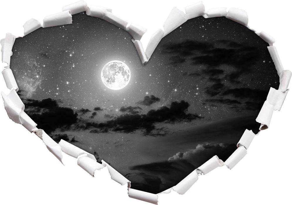 Pixxprint Leuchtender Mond am Nachthimmel B&W, 3D Wandtattoo Rabatte dieses Monats