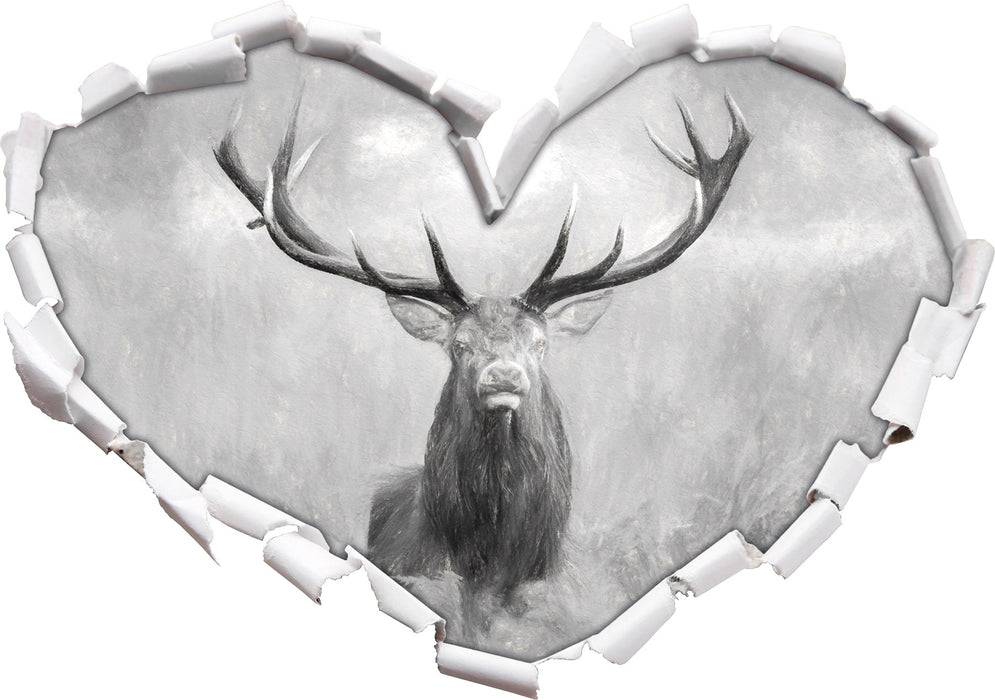 Pixxprint Großer Hirsch B&W, 3D Wandtattoo Outlet