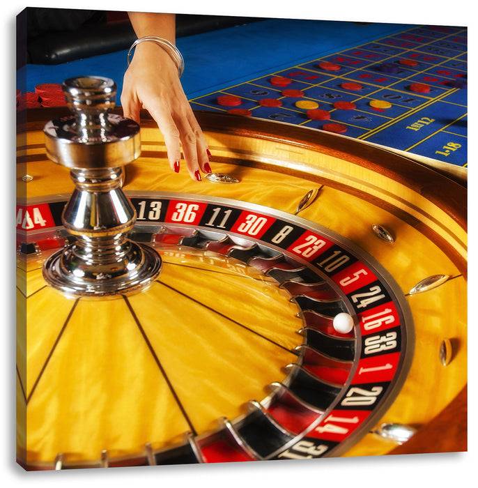 Pixxprint Roulette Tisch in Las Vegas, Leinwandbild Limitierter Zeitrabatt