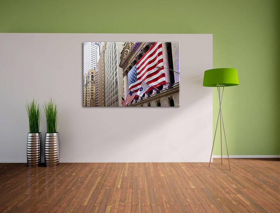 Pixxprint Amerikanische Flagge in New York, Leinwandbild Rabatt