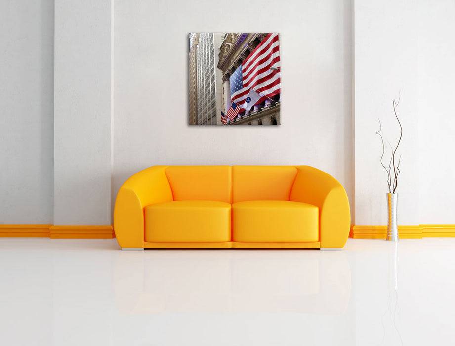 Pixxprint Amerikanische Flagge in New York, Leinwandbild Rabatt