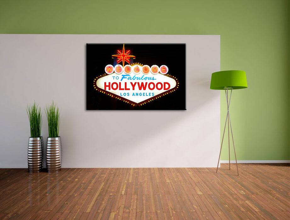Pixxprint Hollywood Ortseingangsschild, Leinwandbild Großer Ausverkauf