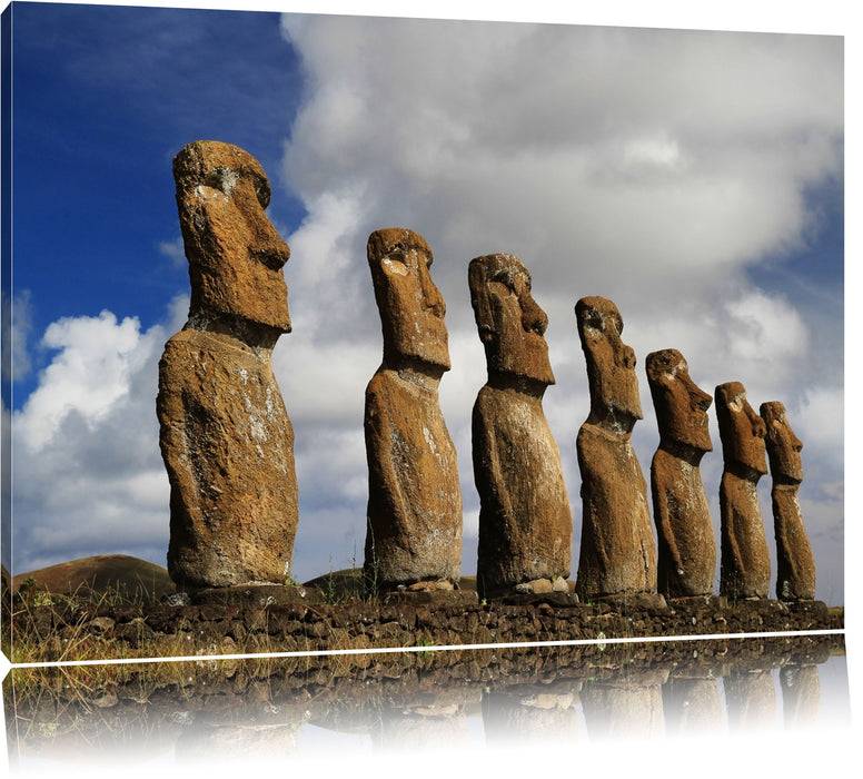 Pixxprint Moai Statuen auf den Osterinseln, Leinwandbild Online Shopping