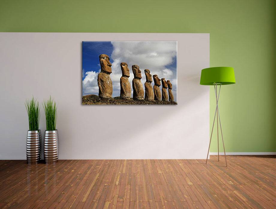 Pixxprint Moai Statuen auf den Osterinseln, Leinwandbild Online Shopping