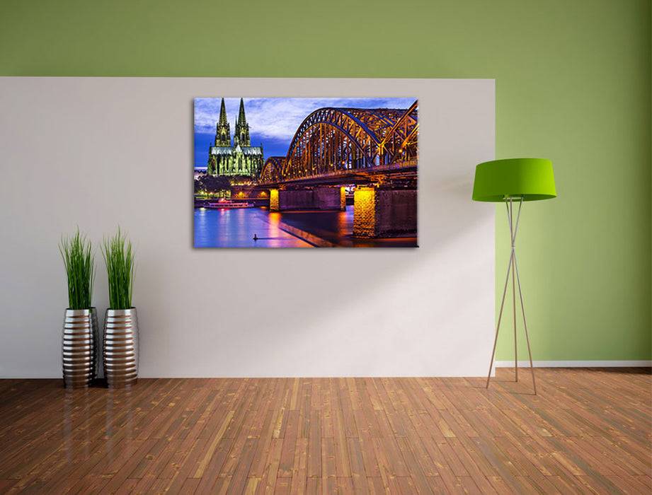 Pixxprint Hohenzollernbrücke bei Nacht, Leinwandbild Vatertagsangebot