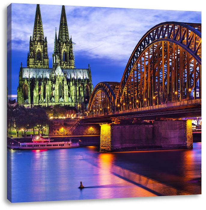 Pixxprint Hohenzollernbrücke bei Nacht, Leinwandbild Vatertagsangebot
