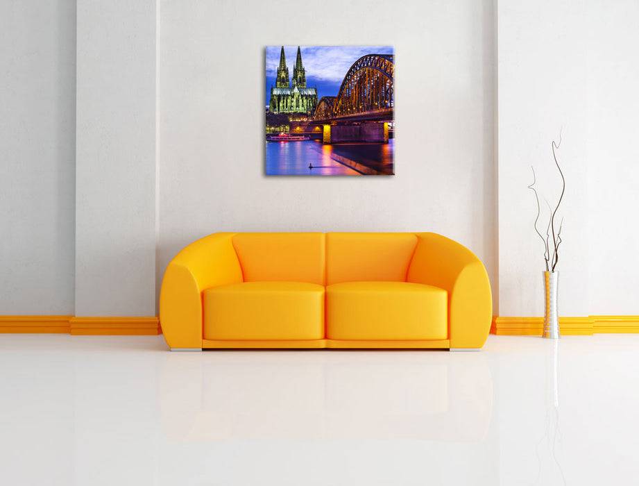 Pixxprint Hohenzollernbrücke bei Nacht, Leinwandbild Vatertagsangebot