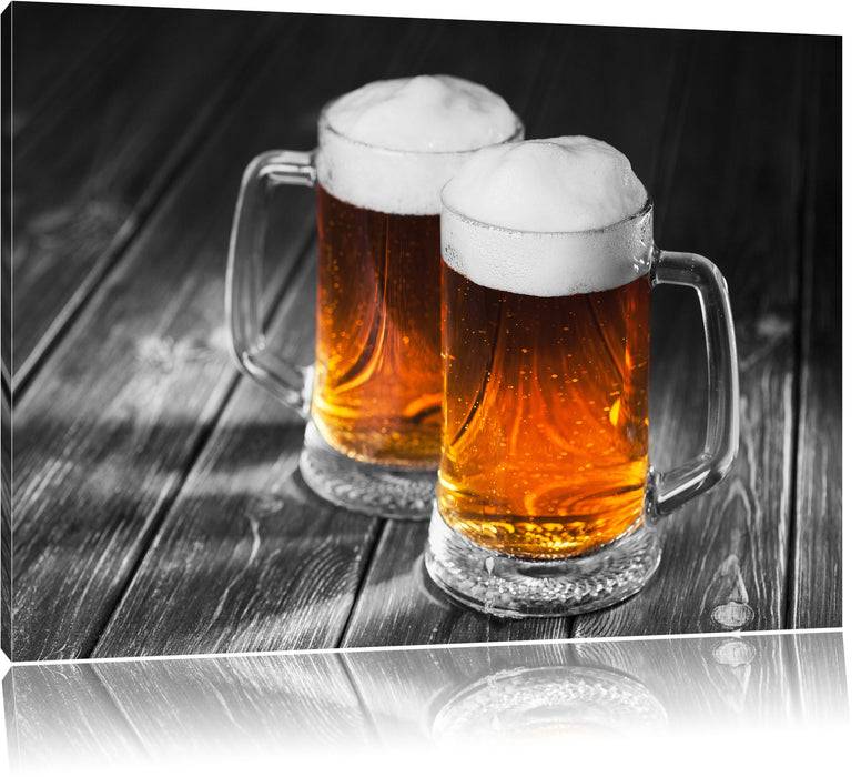 Pixxprint Zwei Maßkrüge Bier, Leinwandbild Zeitlich begrenztes Angebot