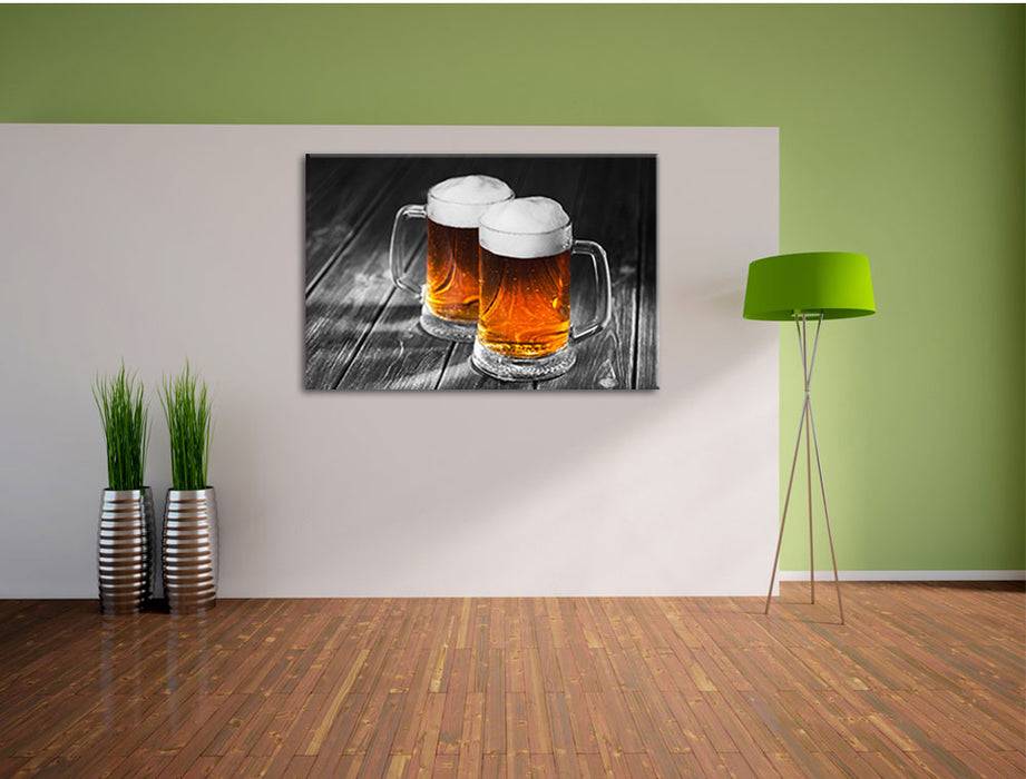 Pixxprint Zwei Maßkrüge Bier, Leinwandbild Zeitlich begrenztes Angebot