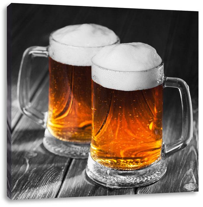 Pixxprint Zwei Maßkrüge Bier, Leinwandbild Zeitlich begrenztes Angebot