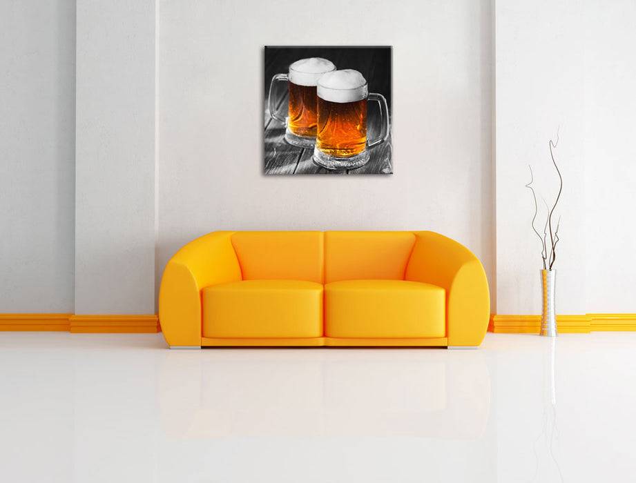 Pixxprint Zwei Maßkrüge Bier, Leinwandbild Zeitlich begrenztes Angebot