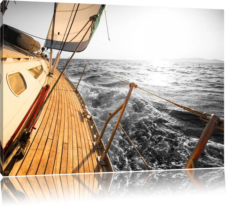 Pixxprint schief liegendes Segelboot, Leinwandbild Räumungsverkauf