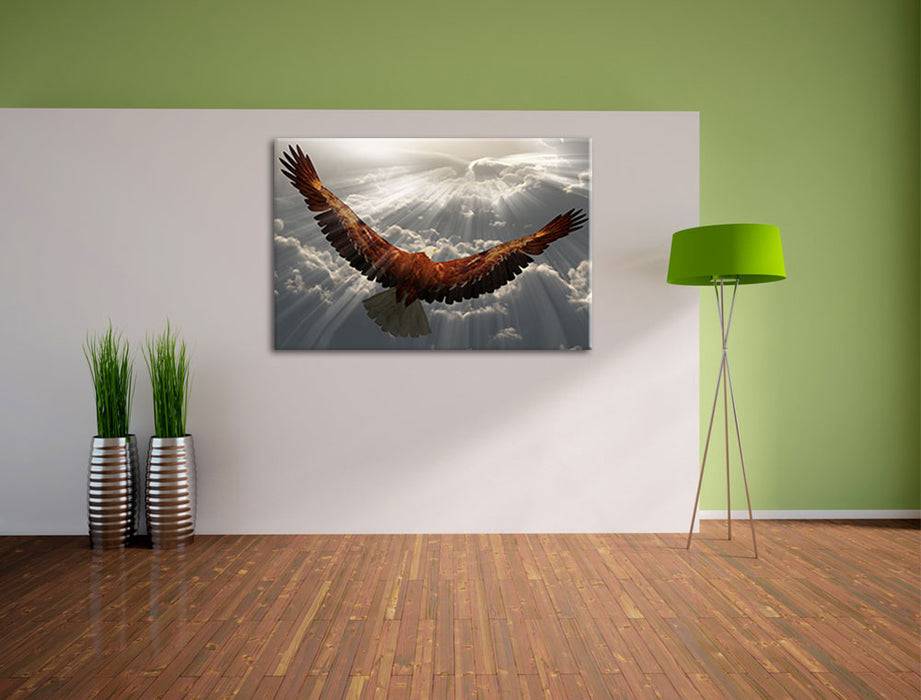 Pixxprint Adler über den Wolken, Leinwandbild Riesige Ersparnisse