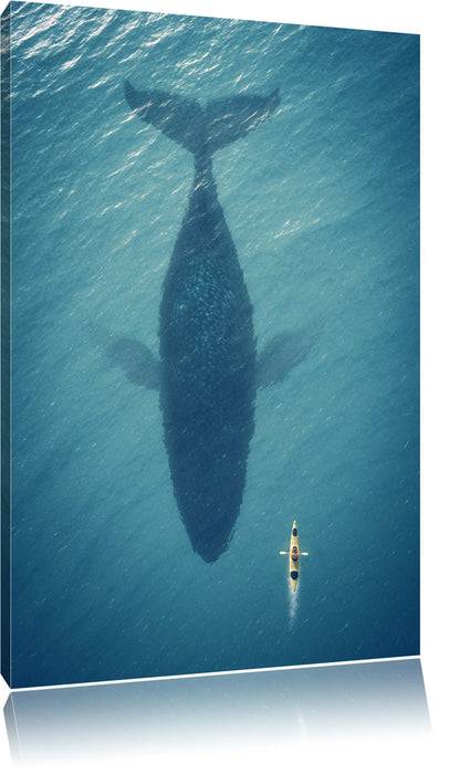 Pixxprint Riesiger Wal Schatten, Leinwandbild