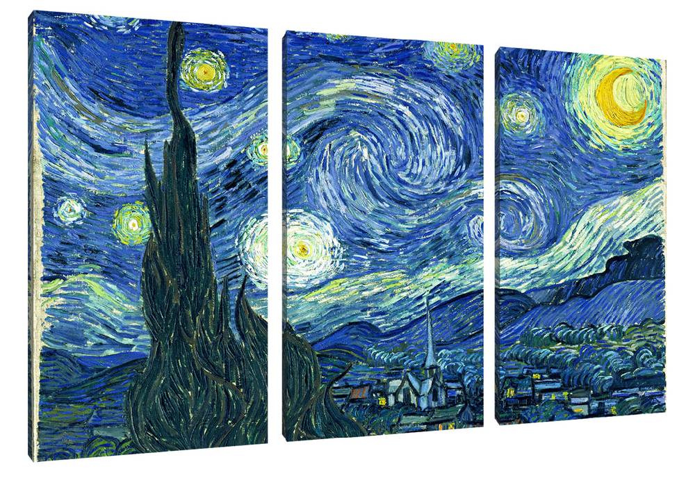 Pixxprint Vincent Van Gogh - Die Sternennacht, Leinwandbild Begrenzte Freigabe