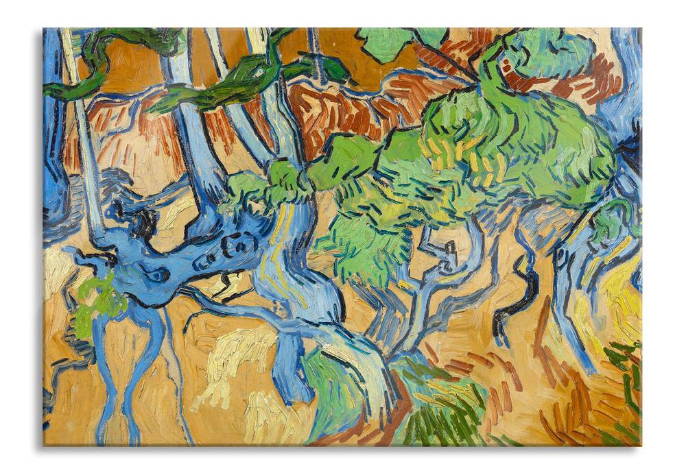 Pixxprint Vincent Van Gogh - Baumwurzeln , Glasbild Letzte 2 Tage