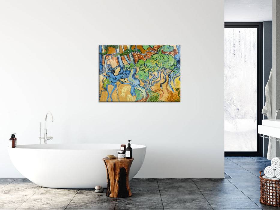 Pixxprint Vincent Van Gogh - Baumwurzeln , Glasbild Letzte 2 Tage