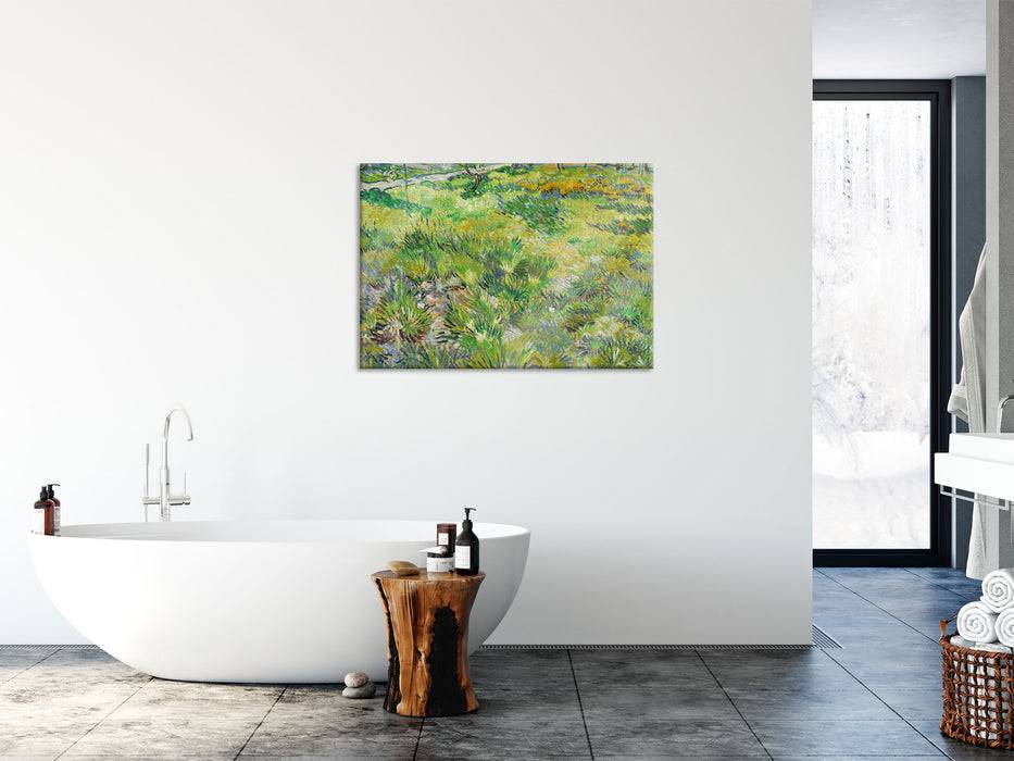 Pixxprint Vincent Van Gogh - Hohes Gras mit Schmetterlingen , Glasbild Letzter Tag