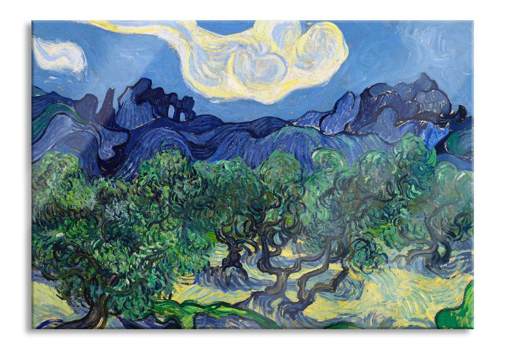 Pixxprint Vincent Van Gogh - Die Oliven-Bäume , Glasbild