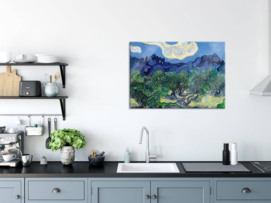Pixxprint Vincent Van Gogh - Die Oliven-Bäume , Glasbild Bis zu 50% Rabatt