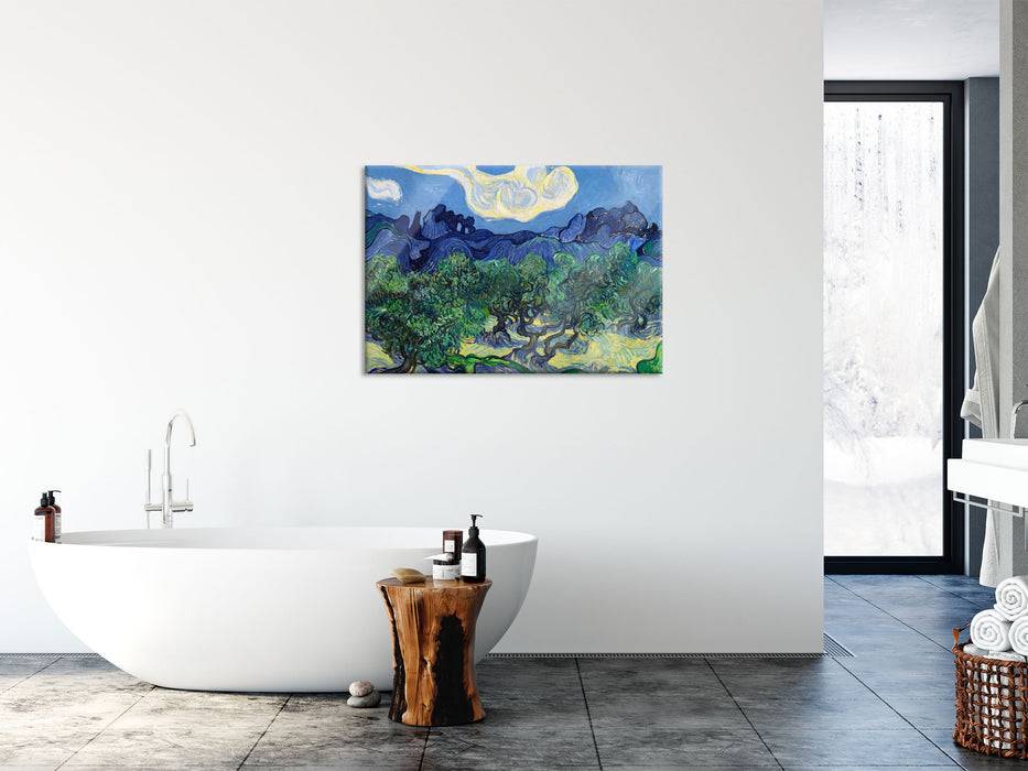 Pixxprint Vincent Van Gogh - Die Oliven-Bäume , Glasbild Bis zu 50% Rabatt