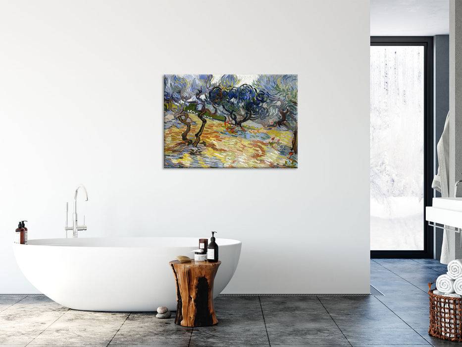 Pixxprint Vincent Van Gogh - Oliven-Bäume , Glasbild Sonderangebot der Fabrik