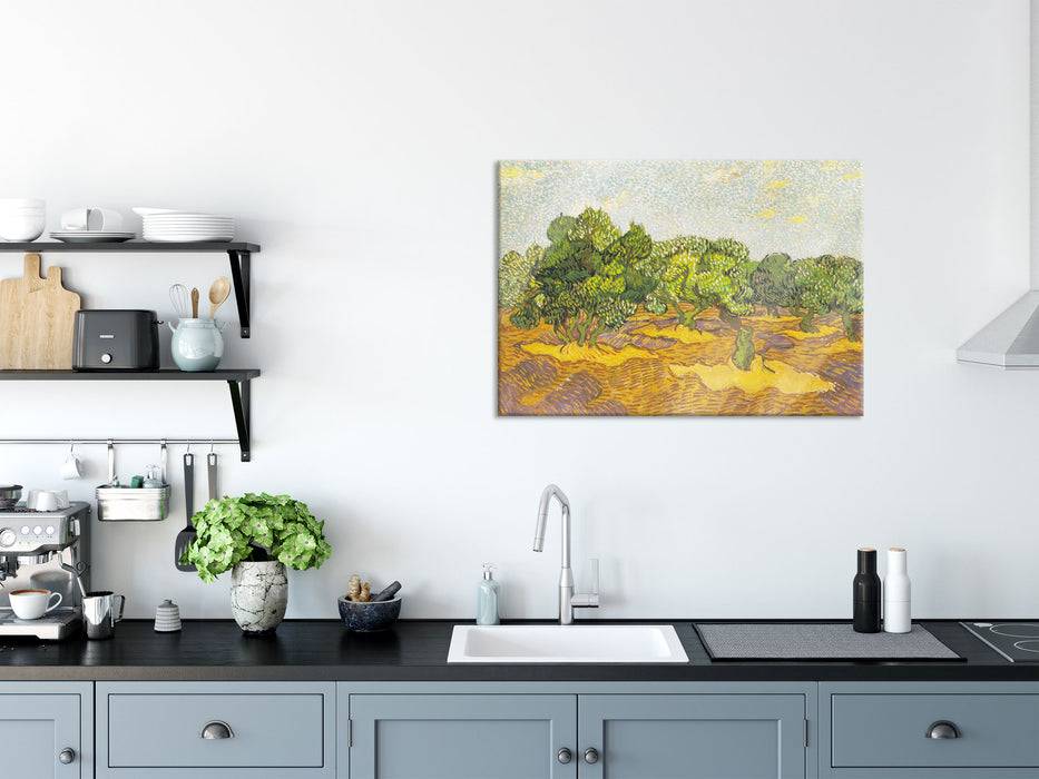 Pixxprint Vincent Van Gogh - Oliven-Bäume II , Glasbild Bis zu 55% Rabatt