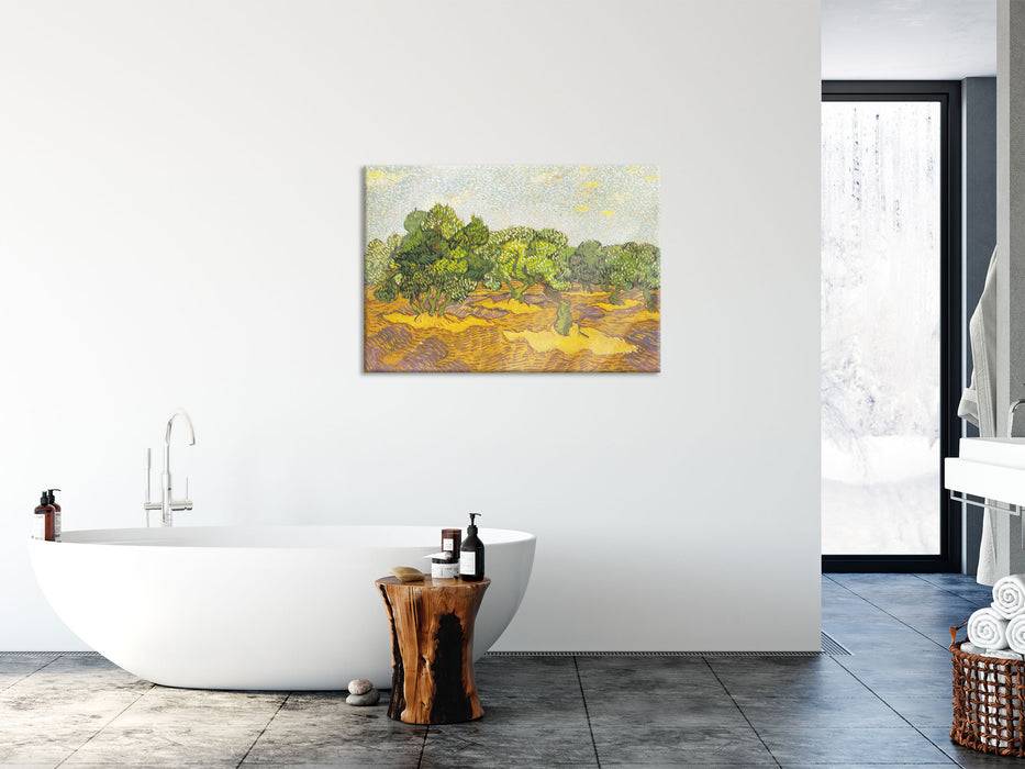 Pixxprint Vincent Van Gogh - Oliven-Bäume II , Glasbild Bis zu 55% Rabatt