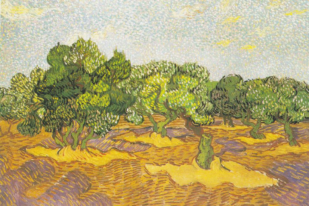 Pixxprint Vincent Van Gogh - Oliven-Bäume II , Glasbild Bis zu 55% Rabatt