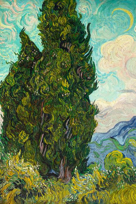 Pixxprint Vincent Van Gogh - Zypressen , Glasbild Discount Store für neue Produkte