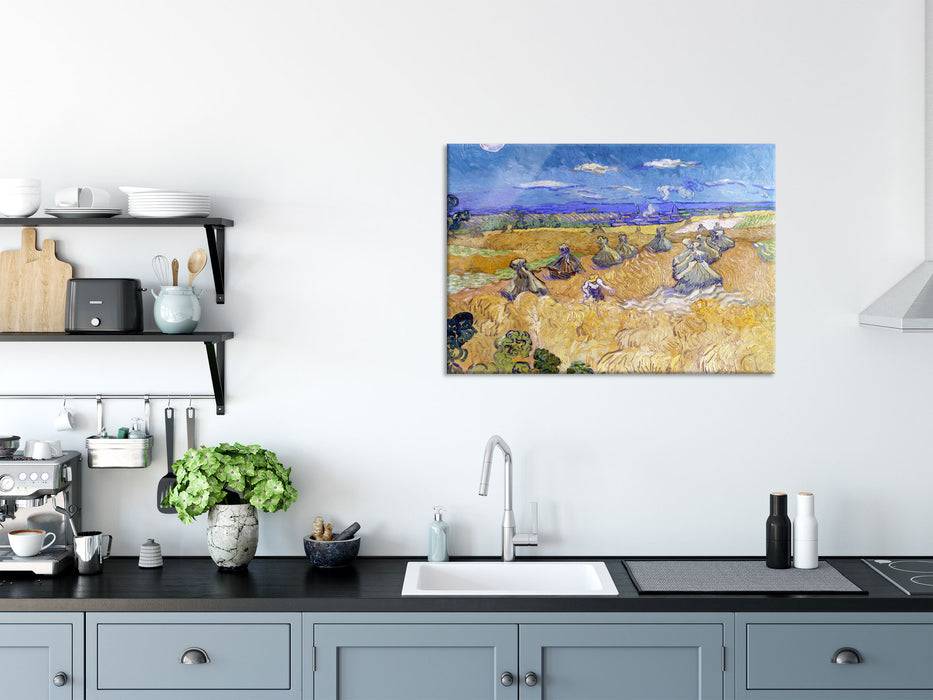 Pixxprint Vincent Van Gogh - Weizenfeld mit Mähern Auvers , Glasbild Super Rabatt