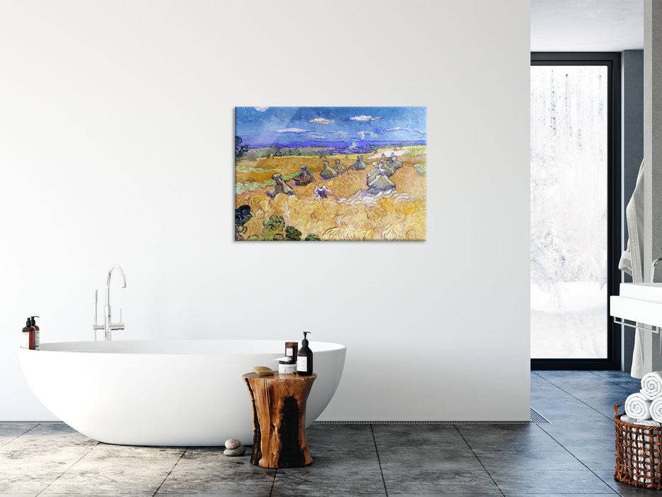 Pixxprint Vincent Van Gogh - Weizenfeld mit Mähern Auvers , Glasbild Super Rabatt