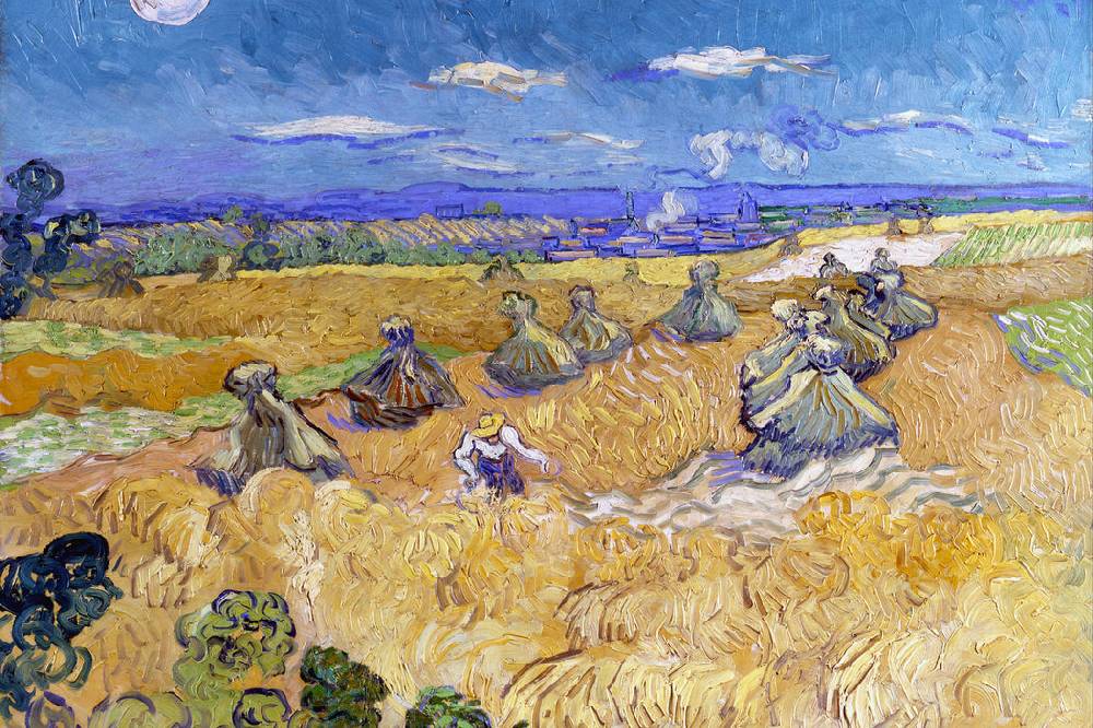 Pixxprint Vincent Van Gogh - Weizenfeld mit Mähern Auvers , Glasbild Super Rabatt
