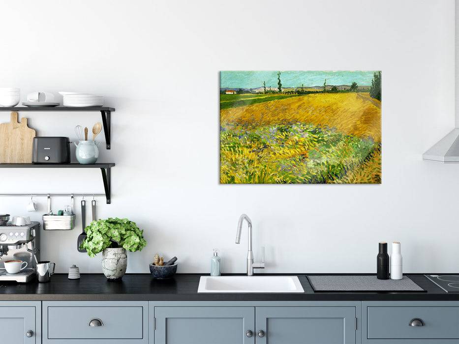 Pixxprint Vincent Van Gogh - Weizenfeld , Glasbild 50% Rabatt mit kostenlosem Versand