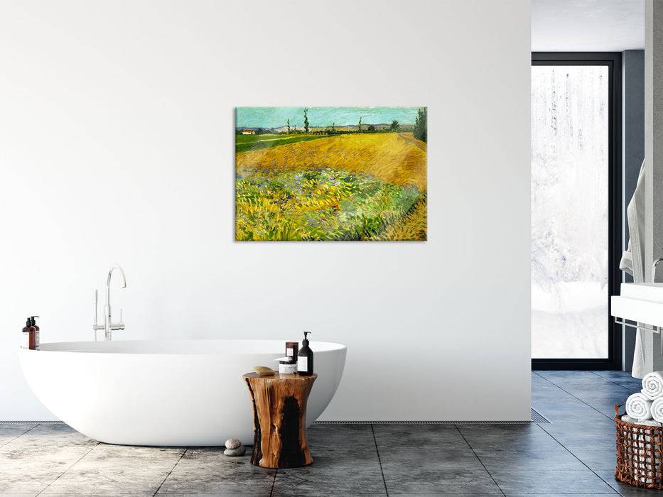 Pixxprint Vincent Van Gogh - Weizenfeld , Glasbild 50% Rabatt mit kostenlosem Versand