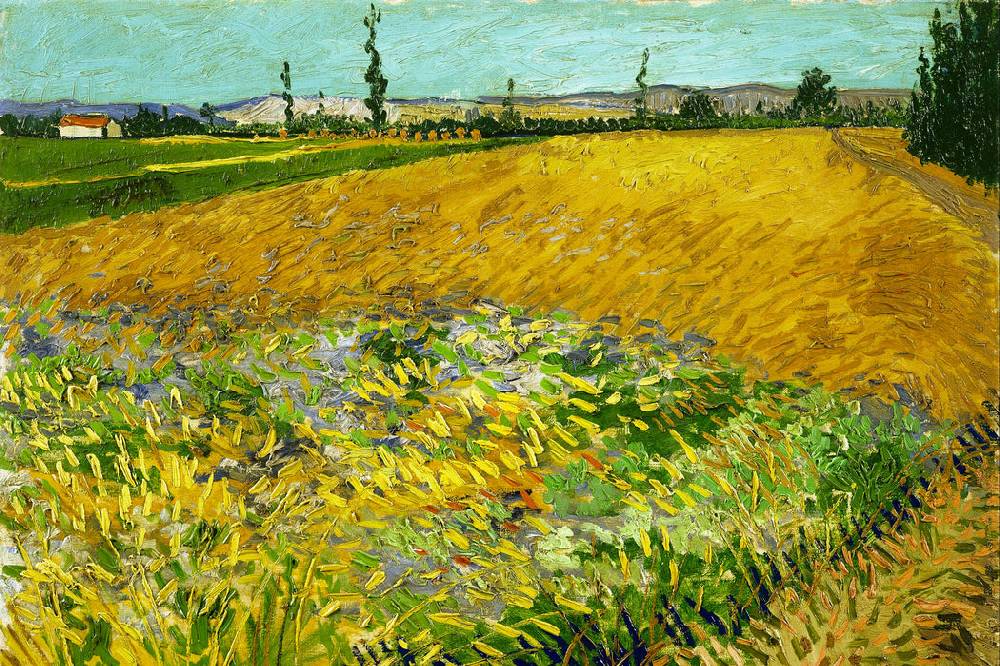 Pixxprint Vincent Van Gogh - Weizenfeld , Glasbild 50% Rabatt mit kostenlosem Versand