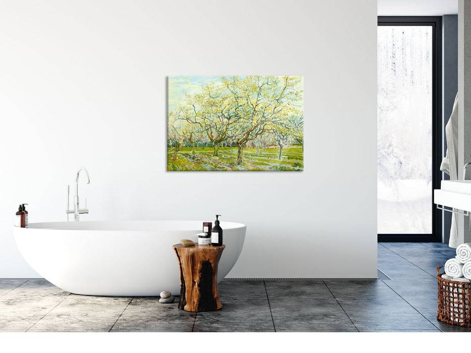 Pixxprint Vincent Van Gogh - Der weiße Obstgarten , Glasbild Clearance-Verkauf